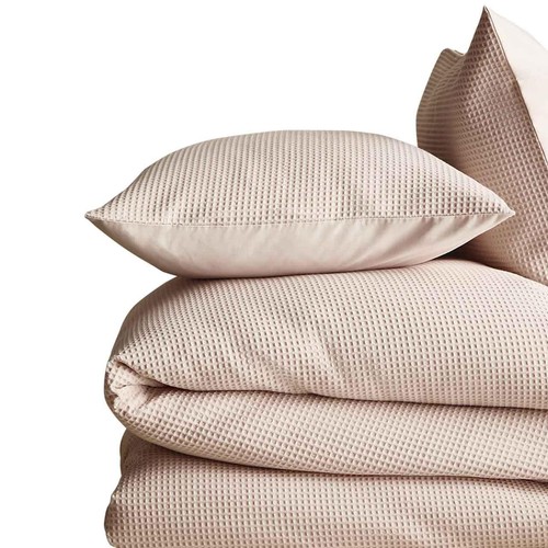 M&S Pure Cotton Waffle Bedding Set, Double (4 ft 6), Neutral