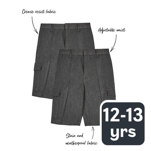 M&S Regular Leg Cargo School Shorts, 12-13 Years, Grey