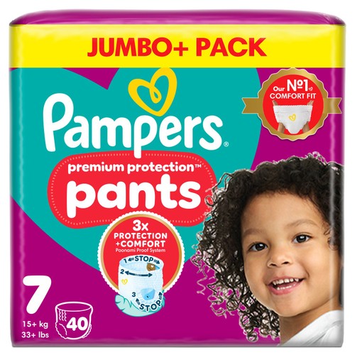 Pampers Premium Protection Nappy Pants, Size 7 Jumbo Pack