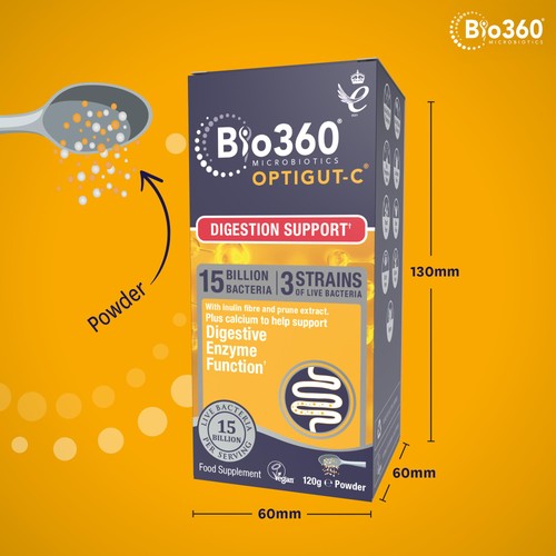 Bio360 OptiGUT-C (15 Billion Bacteria) Powder from Natures Aid