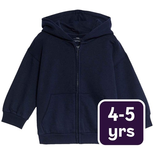 M&S Boys Zip Hoodie, 4-5, Years, Navy