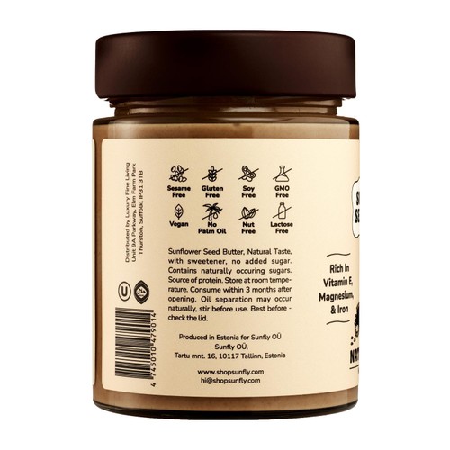 SUNFLY Sunflower Seed Butter, Natural Taste, No added sugar Spread