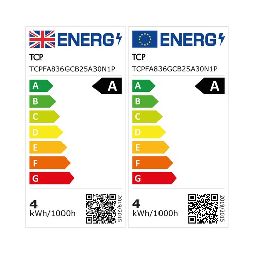 TCP Glass Filament Classic 836LM B22 4W Warm White - A Class Energy Rating