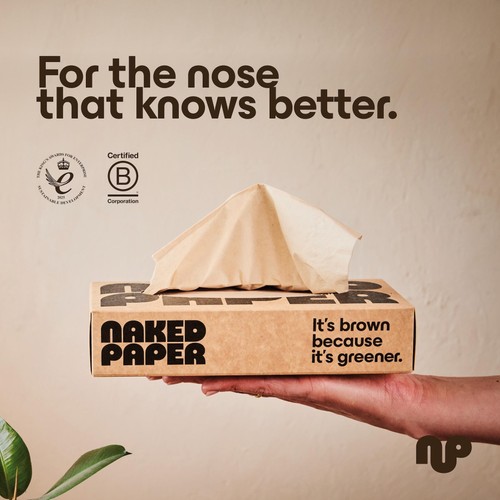 Naked Paper Unbleached Bamboo Facial Tissues 100 Sheets