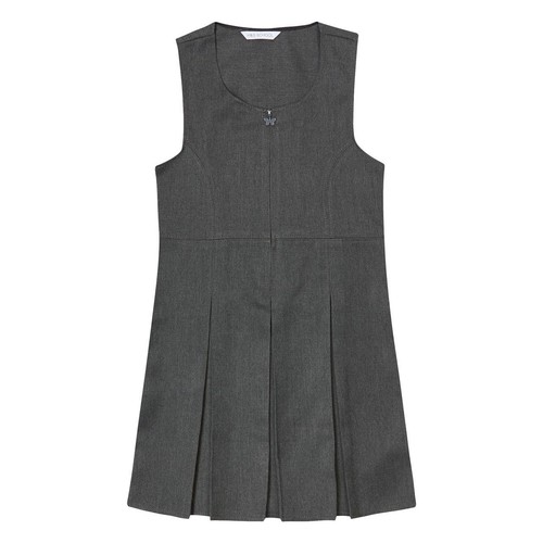 M&S Girls Permanent Pleats School Pinafore, 7-8 Years, Grey