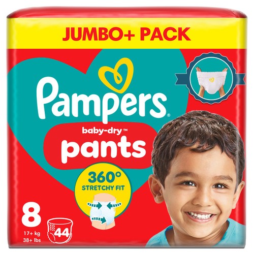 Pampers Baby-Dry Nappy Pants Size 8 (17kg+) Jumbo Pack