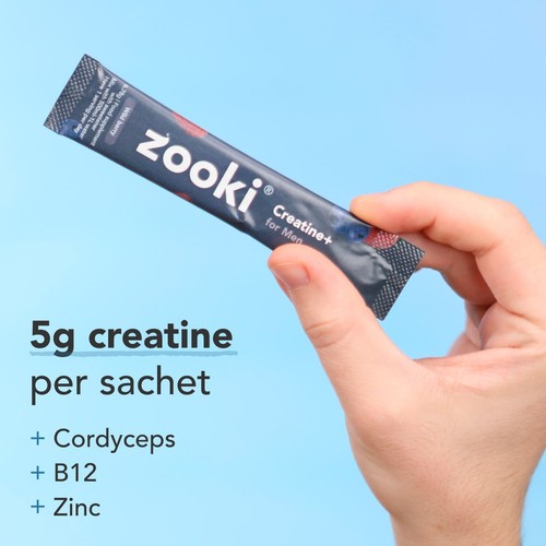 Zooki Creatine+ For Men, Powder Sachets, Wild Berry Flavour
