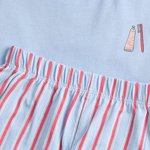 M&S Boys Pure Cotton Graphic Pyjama Set, 5-6 Years, Blue