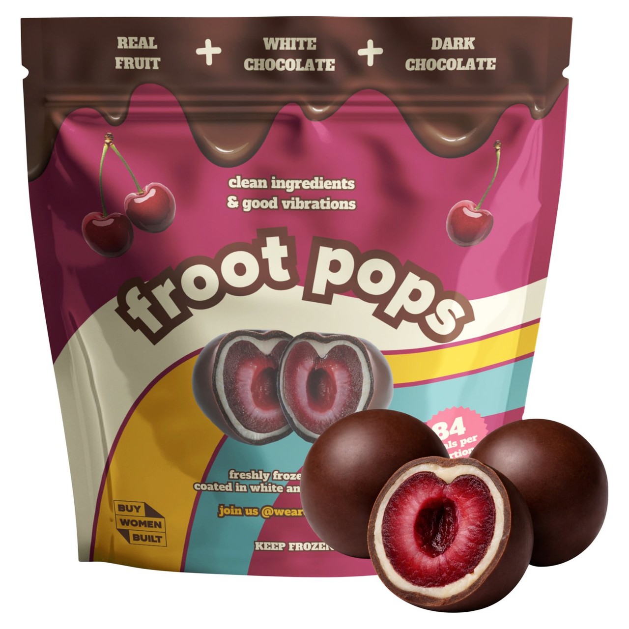 Froot Pops Freshly Frozen Cherries Coated in White & Dark Chocolate - Ocado