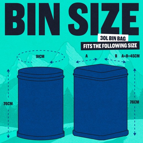 BEAST Incredibly Tough Tall and Slim Drawstring Pedal Bin Bags 30L