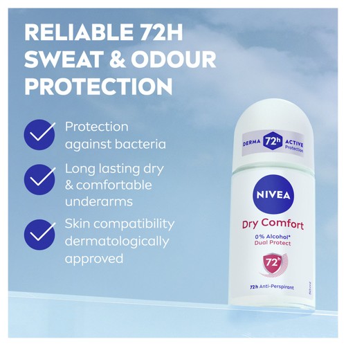 NIVEA Dry Comfort Anti-Perspirant Deodorant Roll-On 50ml