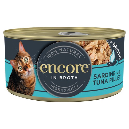 Encore Natural Wet Cat Food Tin Sardine with Tuna Fillet in Broth