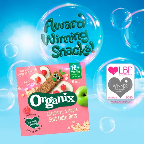 Organix Oat & Raisin Mini Flapjack Bites Toddler Snack Multipack 12+ Months