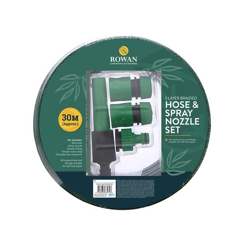 Rowan 30m Hose & Spray Nozzle Set