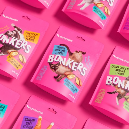 BONKERS Cat Bites, Crunchy & Soft Salmon Supreme Flavoured Cat Treats
