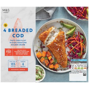 M&S 4 Breaded Chunky Cod Fillets Frozen