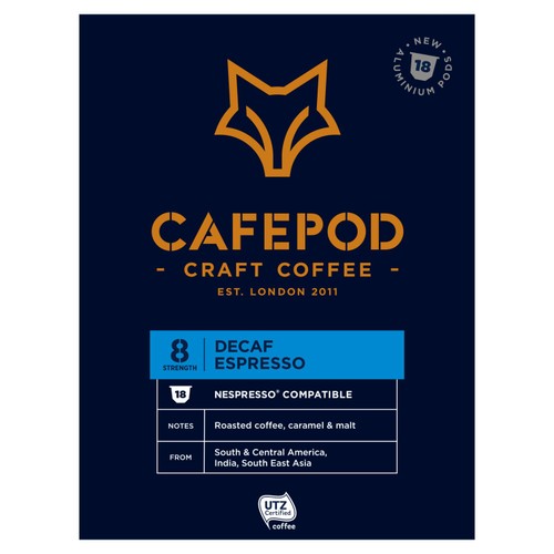 CafePod Decaf Brunch Blend Nespresso Compatible Aluminium Coffee Pods 18
