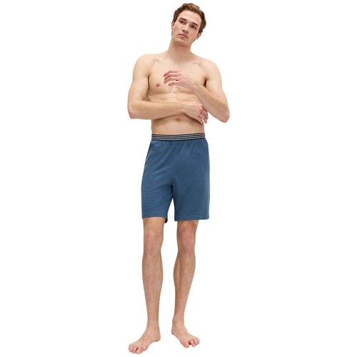 M&S Mens Pure Cotton Jersey Pyjama Shorts, M, Blue Mix