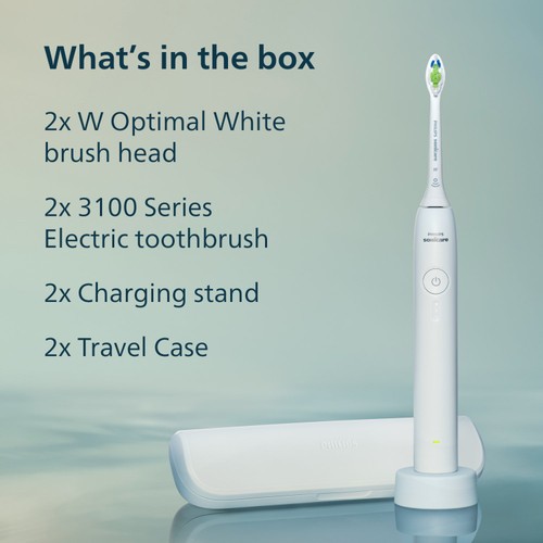 Philips Series 3000 Dual Pack White & Black Electric Toothbrushes