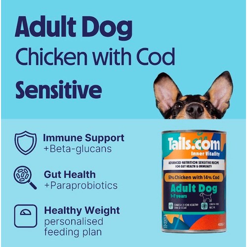 Tails.com Inner Vitality Sensitive Grain Free Dog Wet Food Chicken & Cod