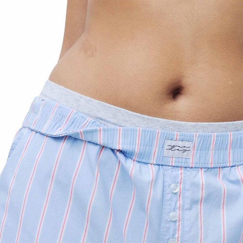 M&S Womens Pure Cotton Striped Wide Leg Pyjama Bottoms, 14, Blue
