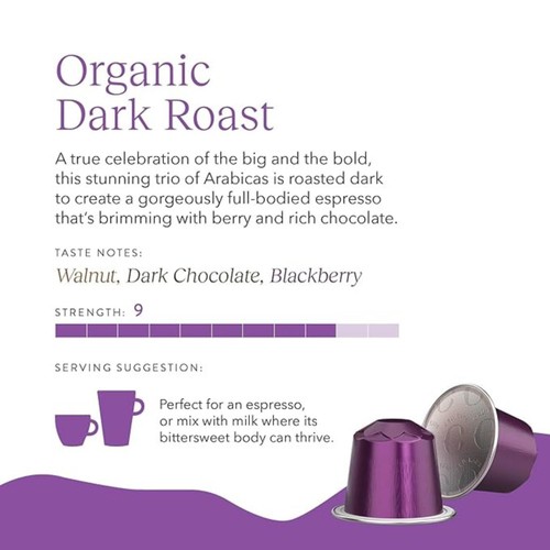 CRU Kafe Organic Fairtrade Dark Roast Pods 10s