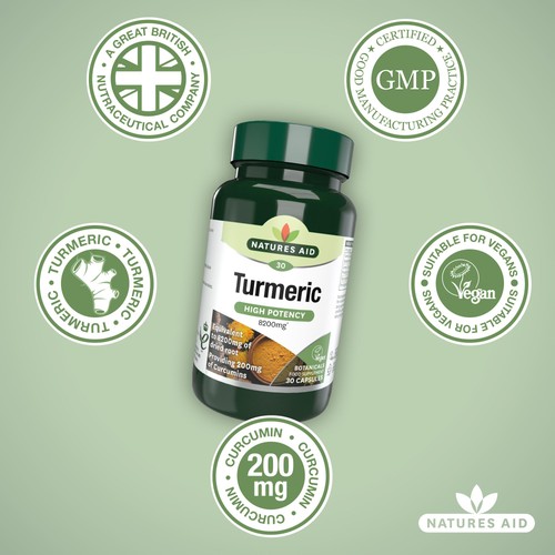 Natures Aid Superfoods Tumeric Supplement Capsules 8200mg
