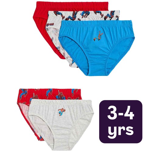 M&S Pure Cotton Spider-Man Briefs, 3-4 Years, Multi