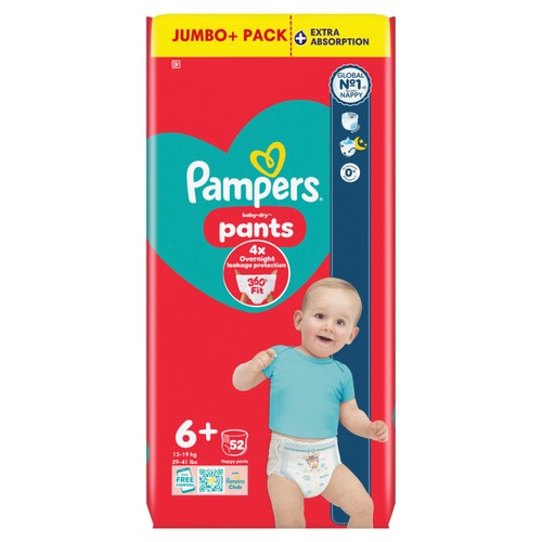 Pampers Baby-Dry Nappy Pants Size 6+ Extra Absorption Jumbo+ Pack
