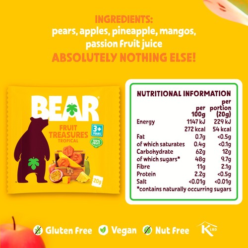 BEAR Tropical Fruit Treasures Kids Snack Multipack