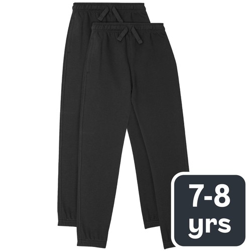 M&S Unisex Regular Fit Joggers, 7-8 Years, Black 