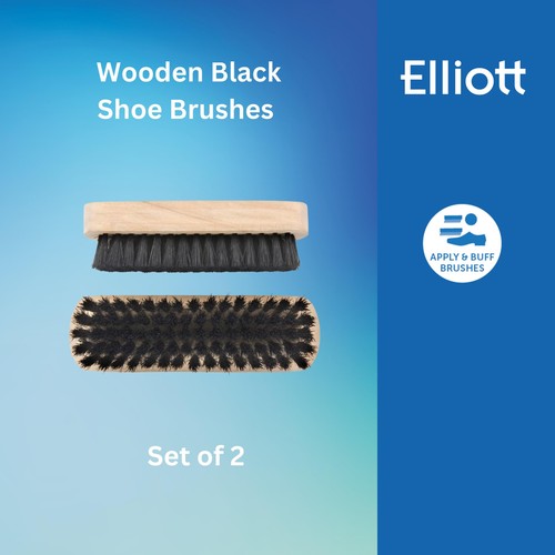 Elliotts Wooden Black Shoe Brushes Set of 2