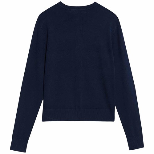 M&S Womens Crew Neck Button Front Cardigan, 14 Navy