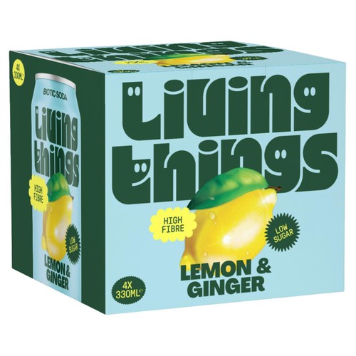 Living Things Lemon & Ginger Biotic Soda