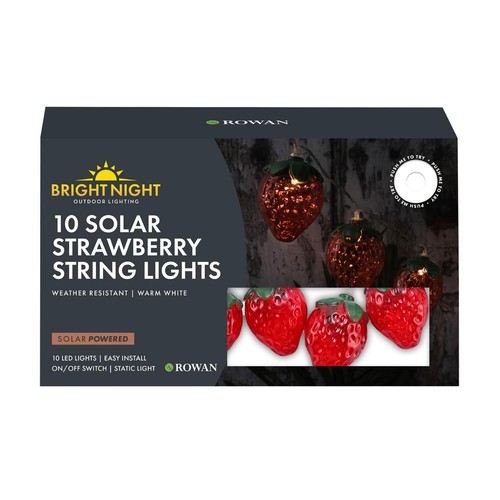 Bright Light 10 Solar LED Strawberry String Lights