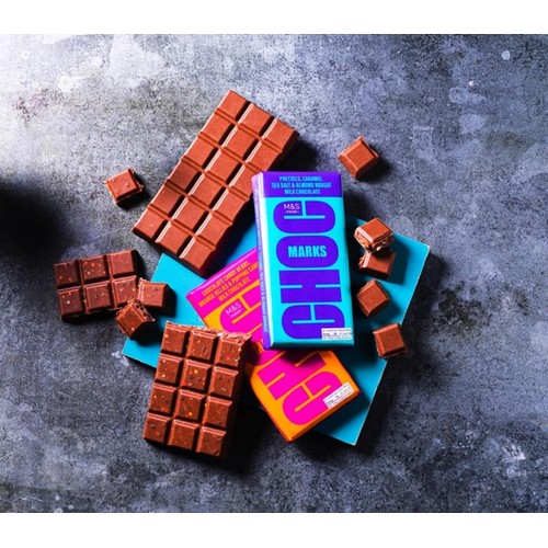 M&S Choc Marks Pretzel, Caramel Sea Salt & Almond Nougat Milk Chocolate