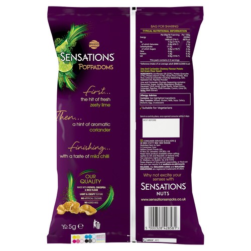 Sensations Lime & Coriander Chutney Sharing Bag Poppadoms