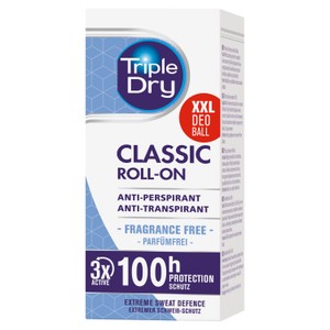 Triple Dry Classic Fragrance Free Anti Perspirant Roll On 100 Hours 50Ml
