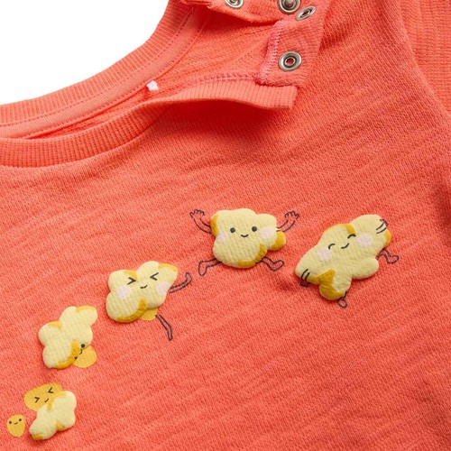 M&S Unisex 2 Piece Pure Cotton Popcorn Outfit, 3-6 M, Bright Coral