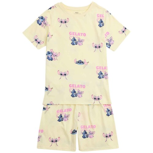 M&S Kids Lilo and Stitch Short Pyjama, 6-7 Years, Pale Yellow