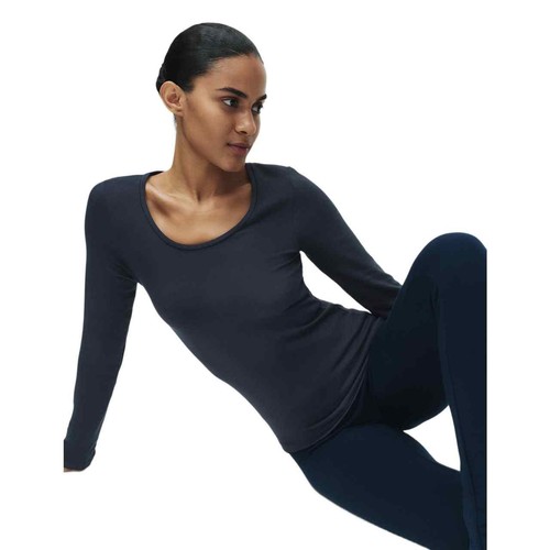 M&S Heatagen Scoop Neck Top XL Navy