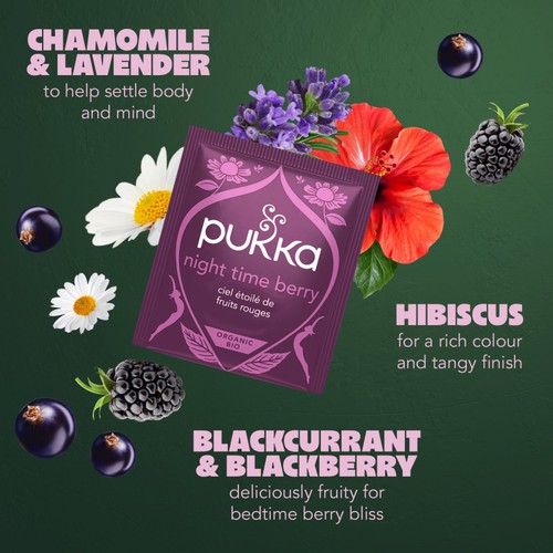 Pukka Organic Night Time Berry Herbal Tea x20 Compostable Sleep Tea Bags