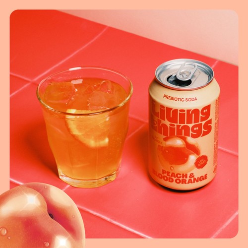 Living Things Peach & Blood Orange Biotic Soda