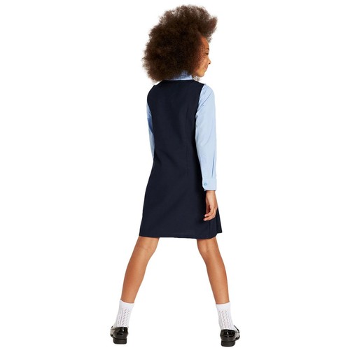 M&S Girls Crease Resistant School Pinafores, 11-12 Years, Navy