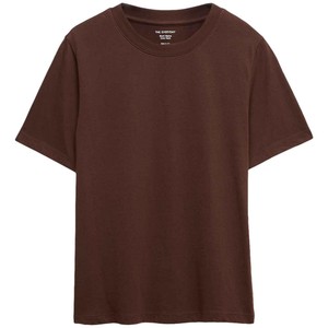 M&S Womens Pure Cotton Everyday Fit T-Shirt, 10, Dark Chocolate