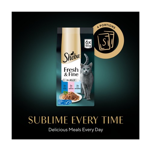 Sheba Fresh & Fine Cat Pouches with Tuna & Salmon & Whitefish in Jelly