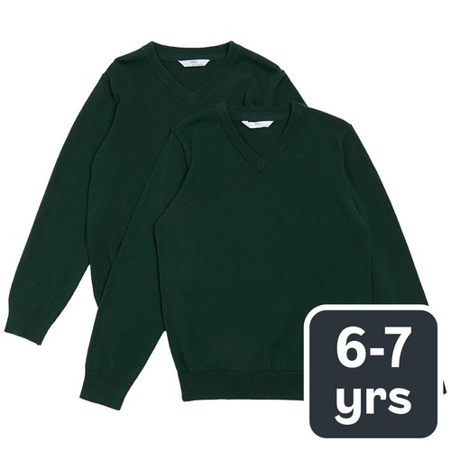 M&S Unisex 2Pk Cotton Jumper with Staynew 6-7 Y