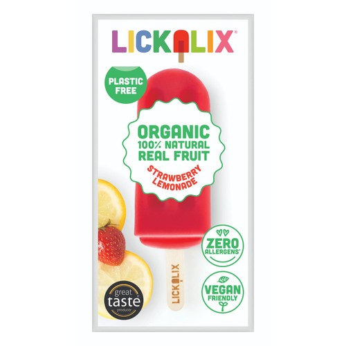 Lickalix Organic  Strawberry Lemonade Ice Lollies