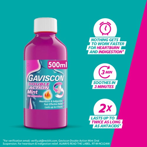 Gaviscon Double Action Liquids Heartburn Indigestion Mint