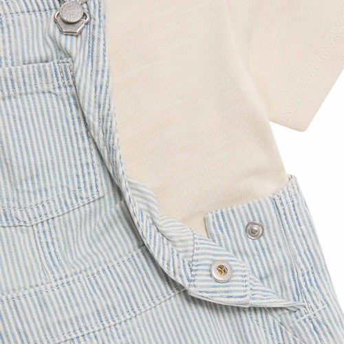 M&S Boys 2pc Pure Cotton Striped Bibshort 3-6 Months Blue Mix